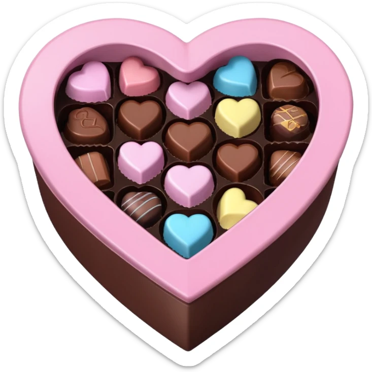 Pastel pink heart shaped box with chocolates in it sticker