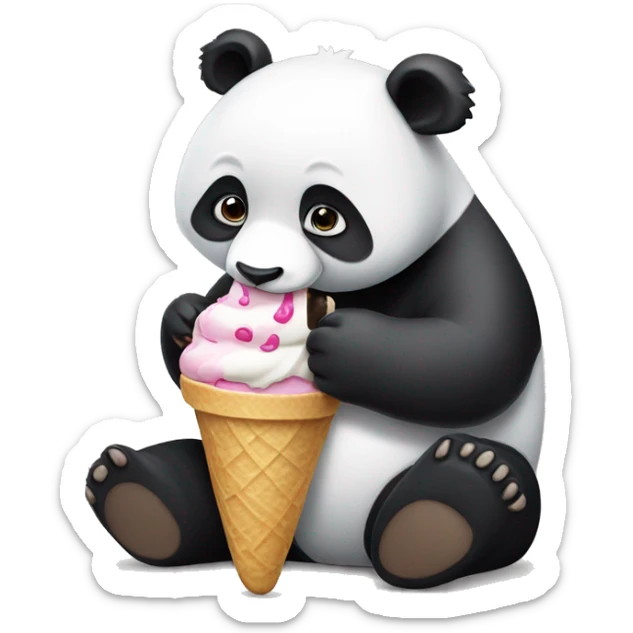 Panda eating ice cream sticker