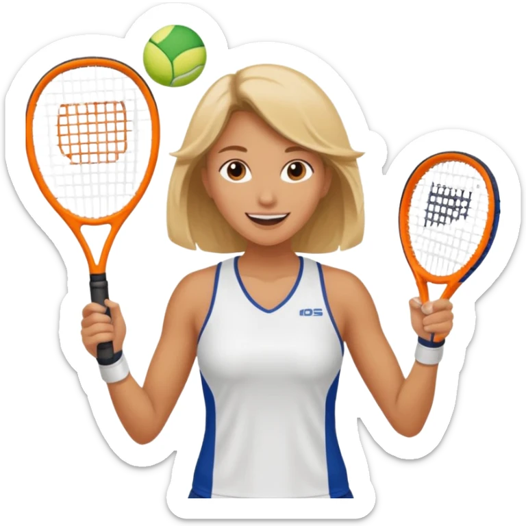 woman celebrating after padel shot, holding racket, sporty sticker