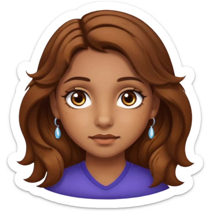 girl with wavy hair, almond shaped eyes, birthmark near her eye, tan, with lots of swag, cool, face piercings  sticker