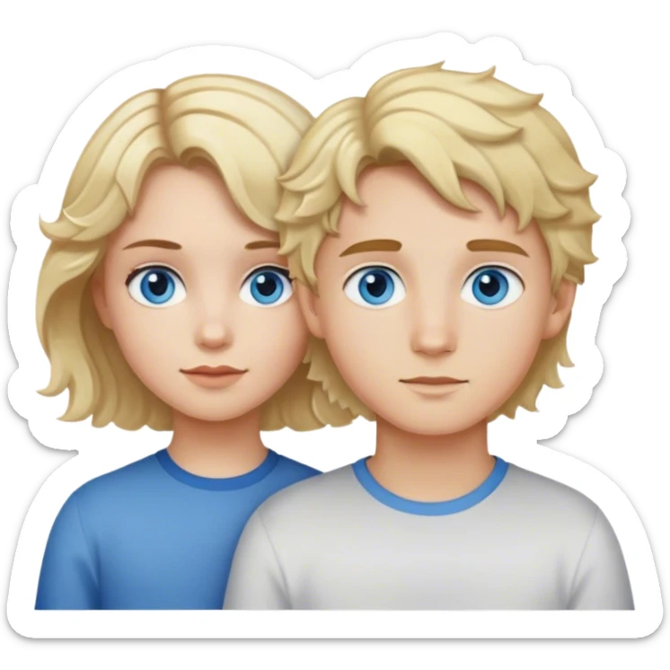 Girl with short wavy hair and blue eyes and a boy with blond hair and hazel eyes sticker