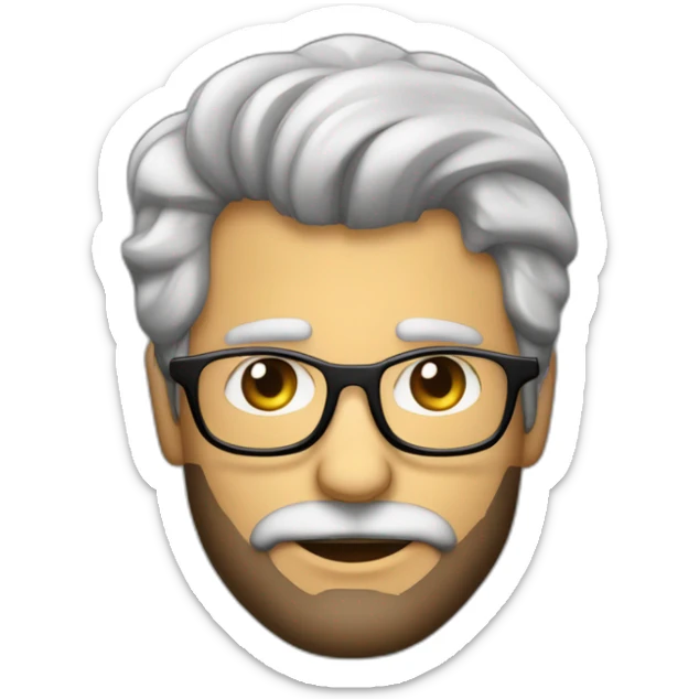Hombre de cincuenta años pelo corto muy canoso con gafas sin marco y con barba corta sticker