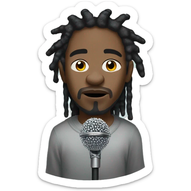 Kendrick lamar, Black person with short dreads and diamond crown of thorns holding a microphone. sticker