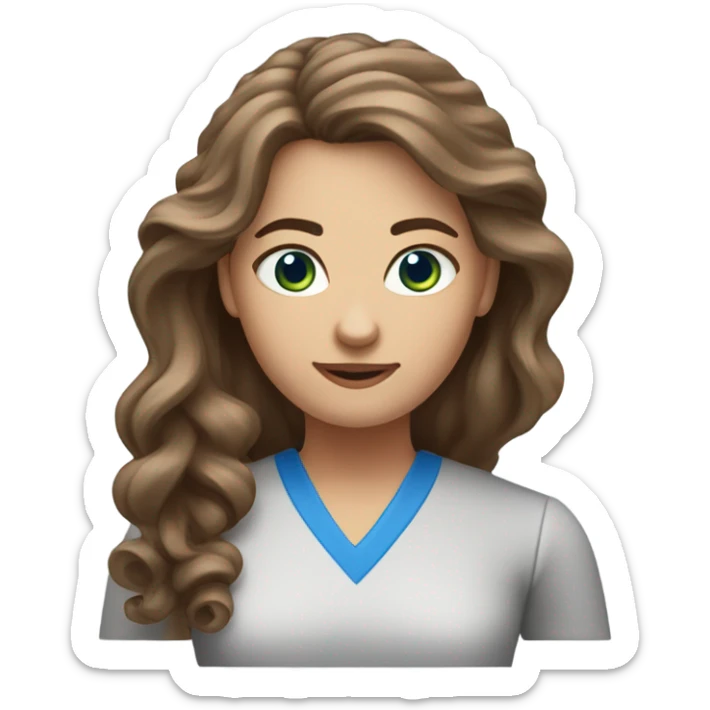 Create a female PE teacher emoji. She must have long brown volumed curled hair, She MUST have blue eyes. Brown hair. And a whistle around her neck. sticker