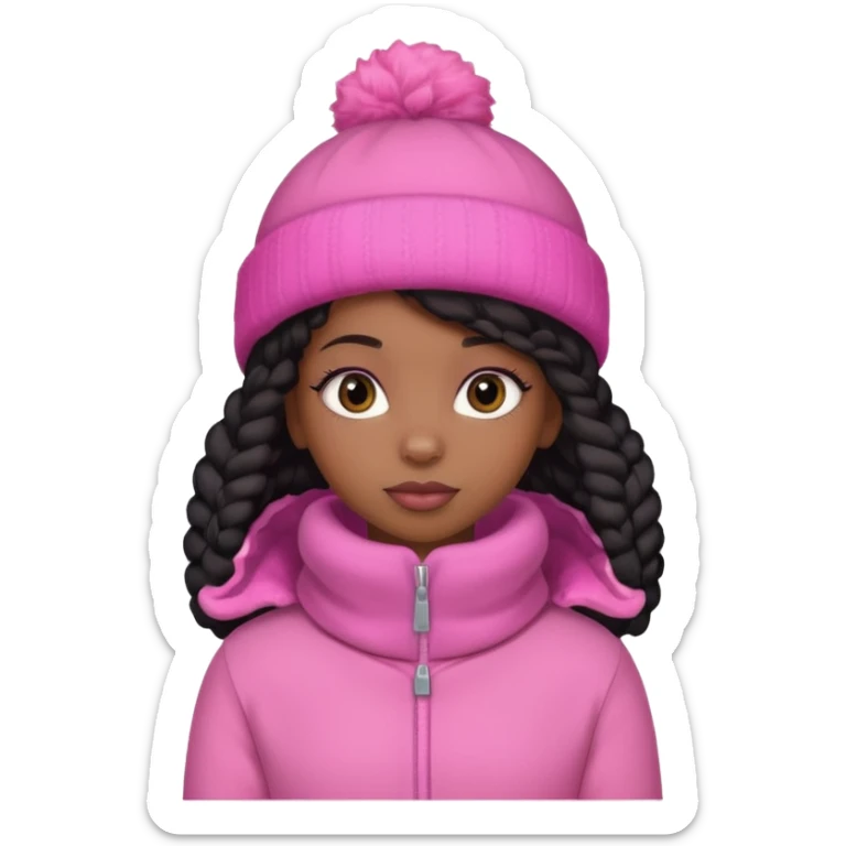 Black girl that is in the snow and is wearing pink with girly hair  sticker