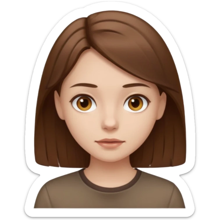 Pale girl brown hair and wearing brown shirt  sticker