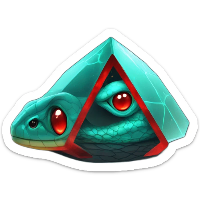 Aquamarine Reptilian with red lasers from the eyes in black suite with black universe and stars on the background sticker