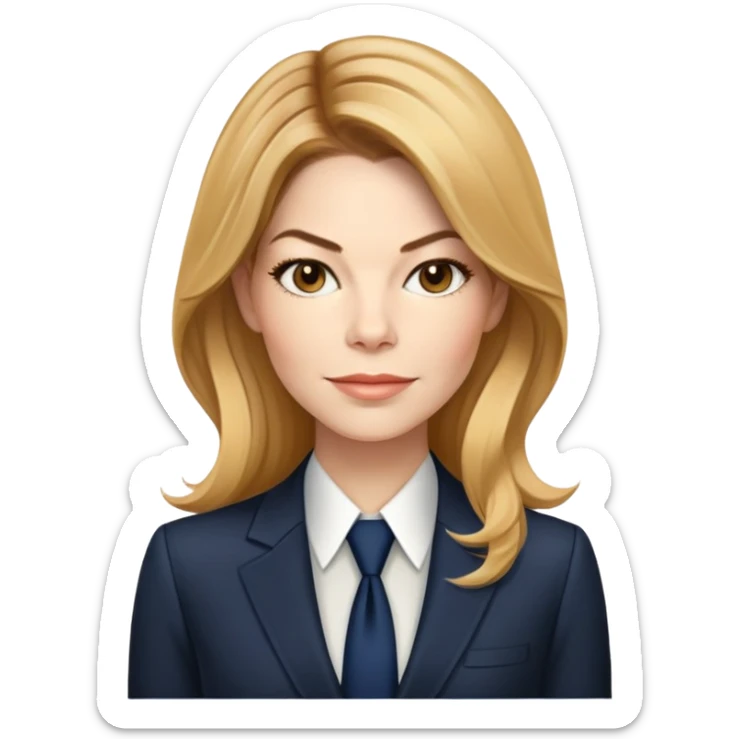 Michelle Monaghan with honey blonde hair as CEO in business attire sticker