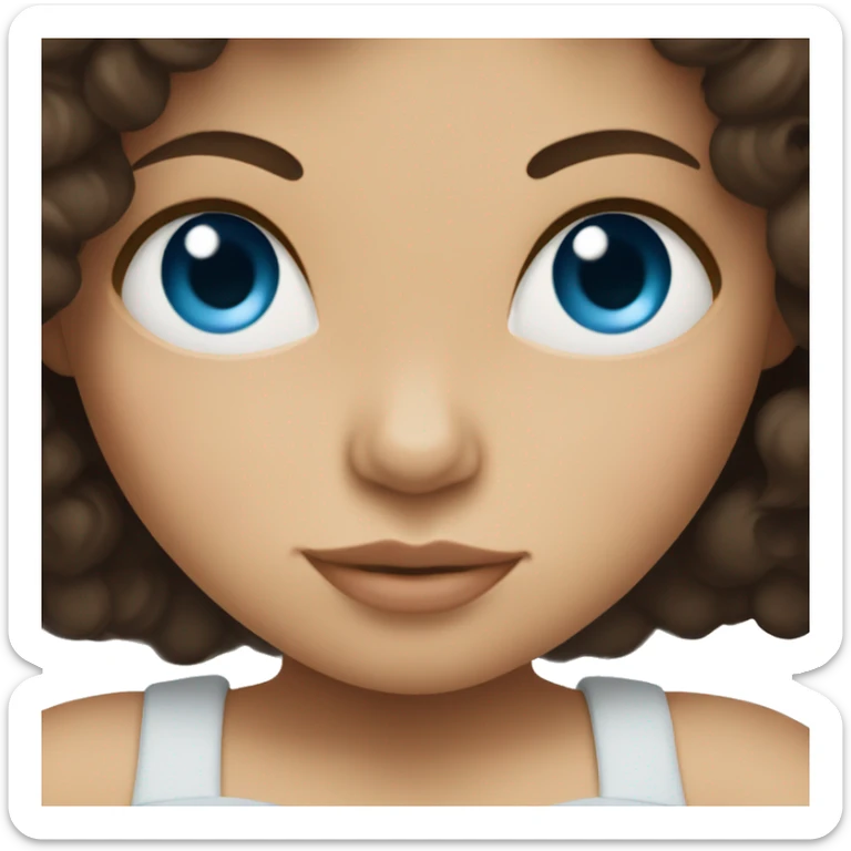 White mother with dark brown hair and blue eyes holds mixed baby with dark brown curly hair sticker