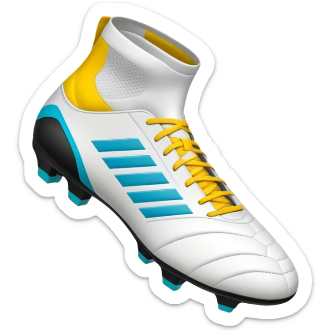Cinematic Realistic image of a pair of soccer boots featuring finely detailed synthetic and leather textures, vibrant accents and dynamic design elements, illuminated by bright, field-side lighting that captures their sporty essence sticker