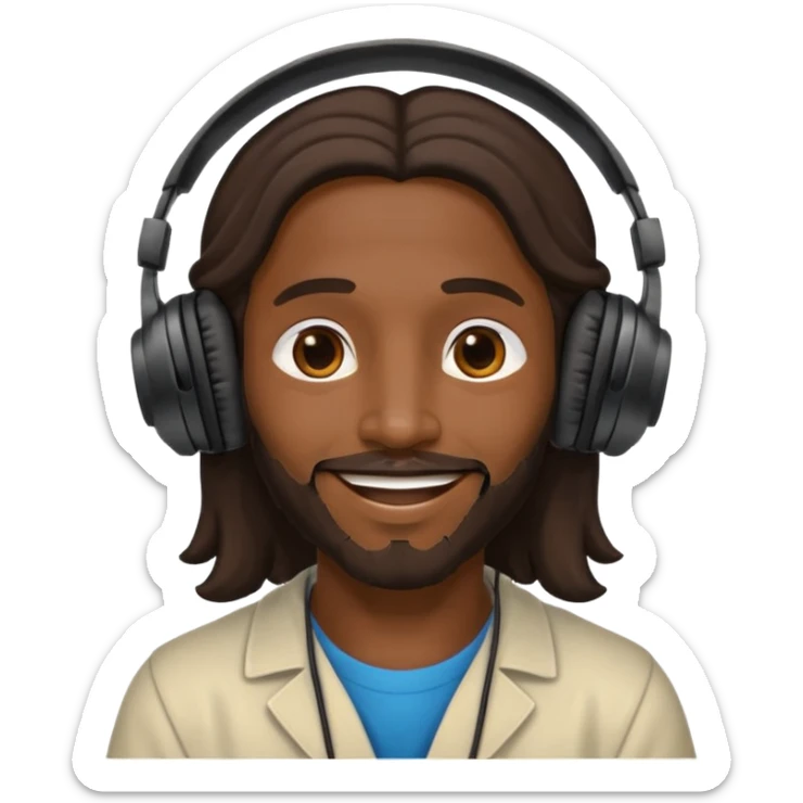 African American Jesus Christ giving someone a pair of headphones sticker