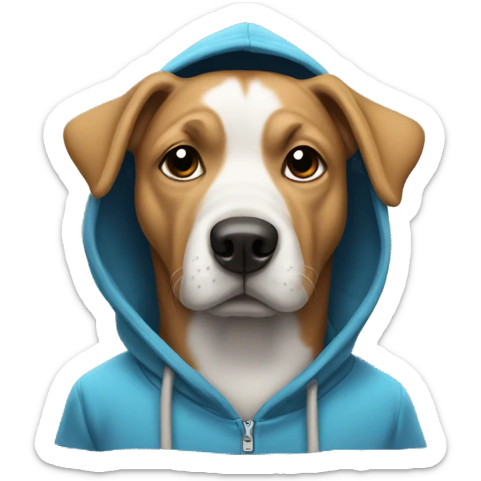 Dog wearing a hoodie sticker
