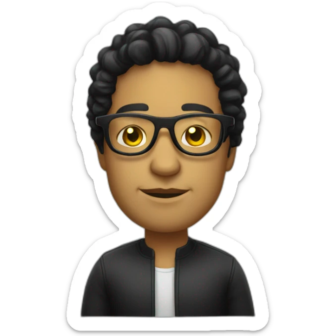 white entreprenuer with yellow tinted glasses and black hair sticker