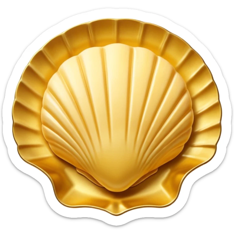 butter in the shape of a shell on a gold vintage plate sticker
