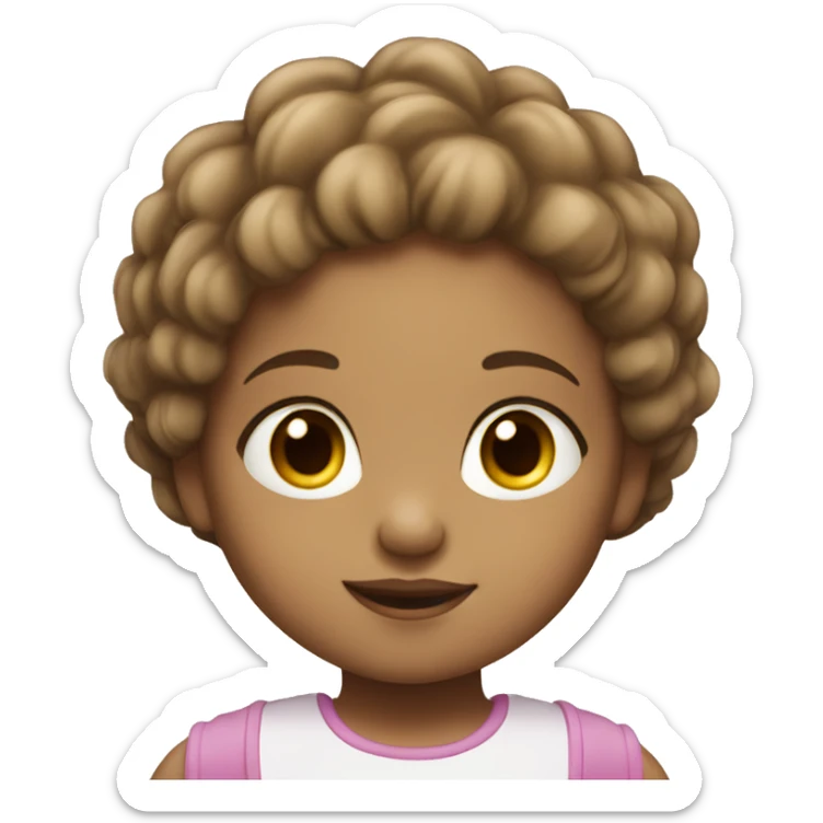 a cartoon picture of a 2 year old girl with light colour skin and brown hair sticker