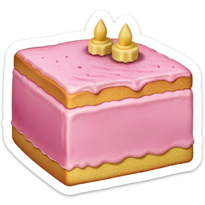 sweet simple slice of sponge cake, with pink frosting on the outside, pointing right sticker
