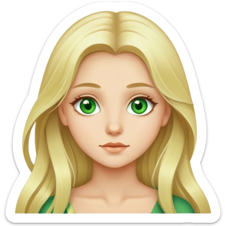 Green-eyed blonde girl with beautiful long hair aesthetics sticker