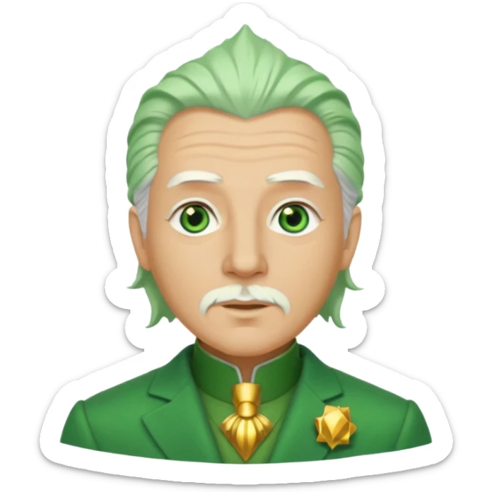 The Wizard from the Wizard of Oz with light skin, green eyes, white hair, green outfit sticker