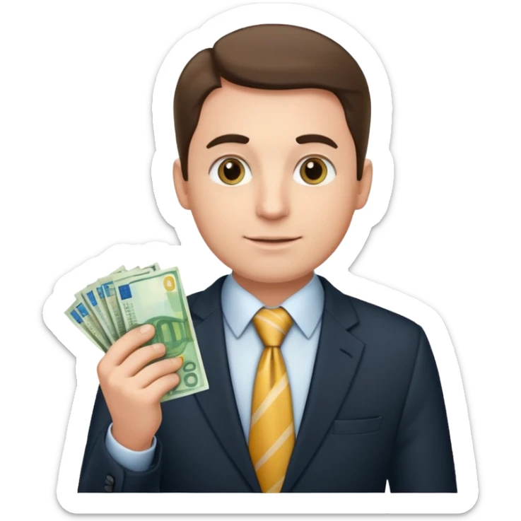 AN UNCLE with a tie in business clothes and with euro money
 sticker