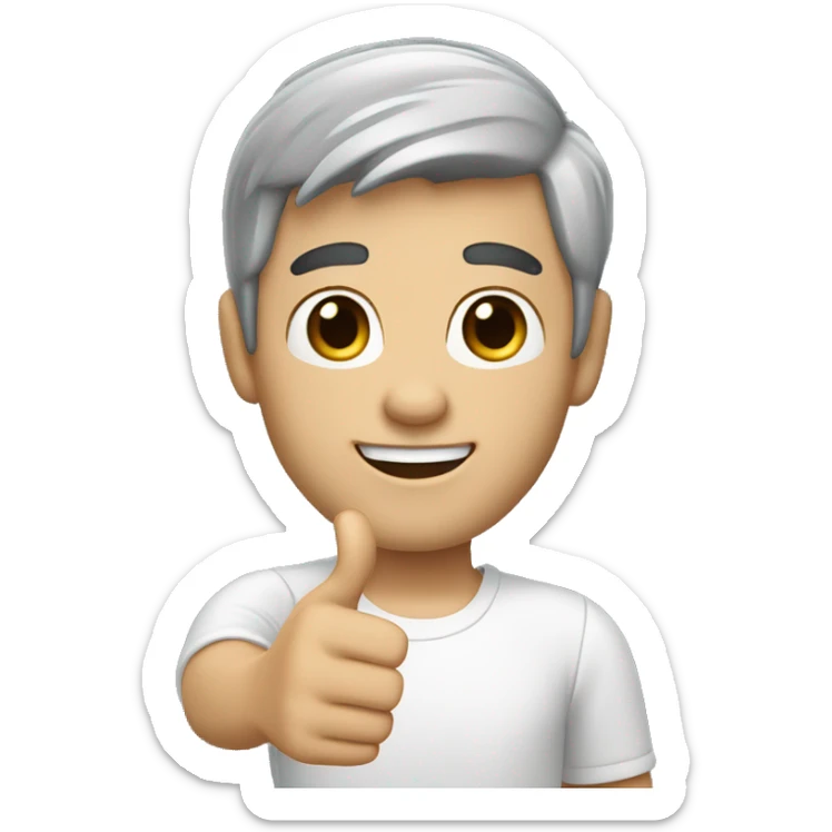 memoji of a black hair white skin 25 year old man, giving a thumbs up sticker