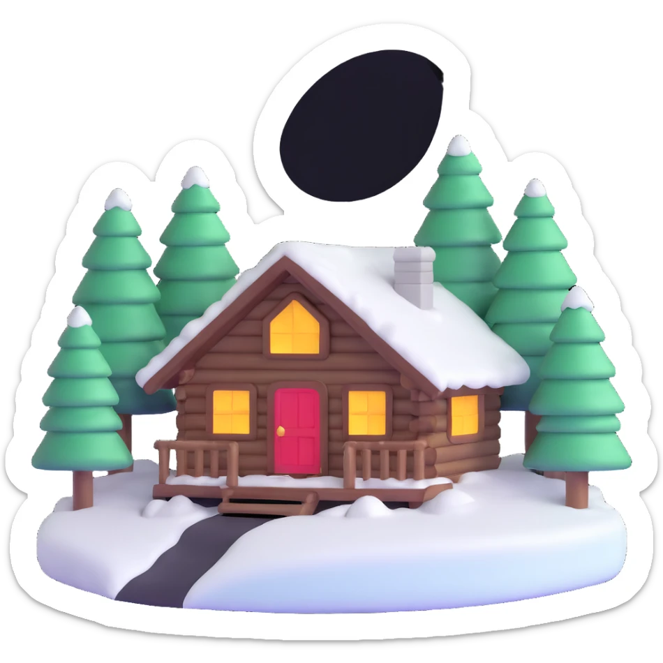 Bon Iver winter cabin in snowy forest sticker