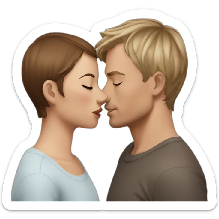 Joel Kinnaman kiss a girl with fair skin and brown hair sticker