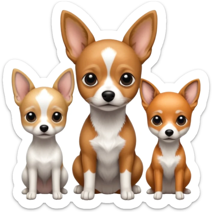 3 cagnolini seduti (ciuaua, bassotto,  fox terrier ) in bianco e nero con vestitini in maglia sticker