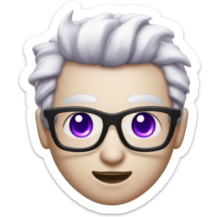 white hai, purple eyes, purple horns, black glasses, succubus, smirking sticker