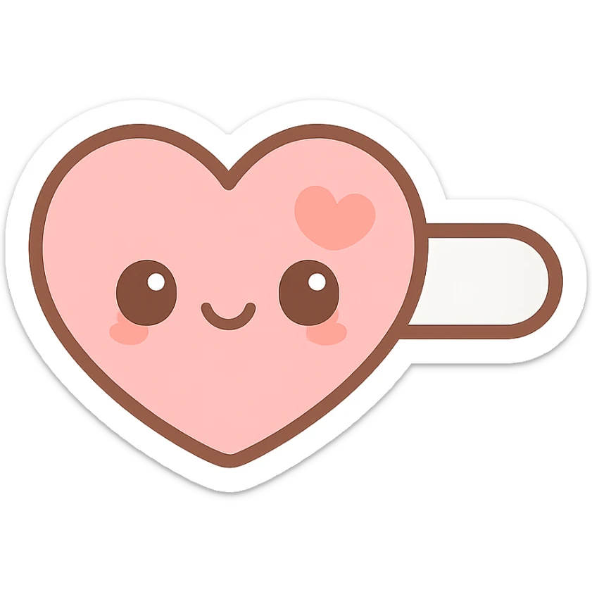 hairclip in heart shape, kawaii style, pastel colors, cartoon, isolated, no hair sticker