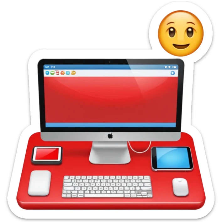 HAZ UN computador de color rojo carmesí brillante y que la pantalla tenga un to-do list sticker