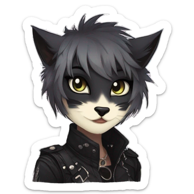 Edgy sharp anthro punk tomboy black cat animal furry by Falvie, LiLaiRa, griffsnuff, AngieWolf sticker