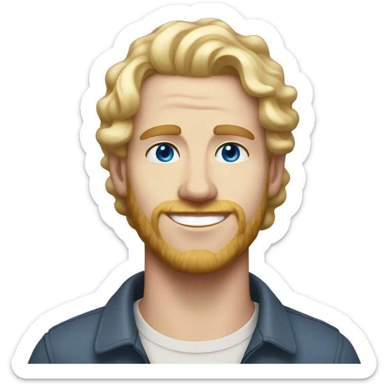 full body light curl blonde 30yo man blue eyed pale skin sticker