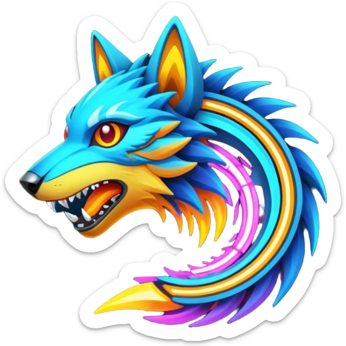 Neon Vibrant Pulsating Trail-glowing Chromatic Trico-Vernid-Protogen-Fionbri-fusion-hybrid sticker