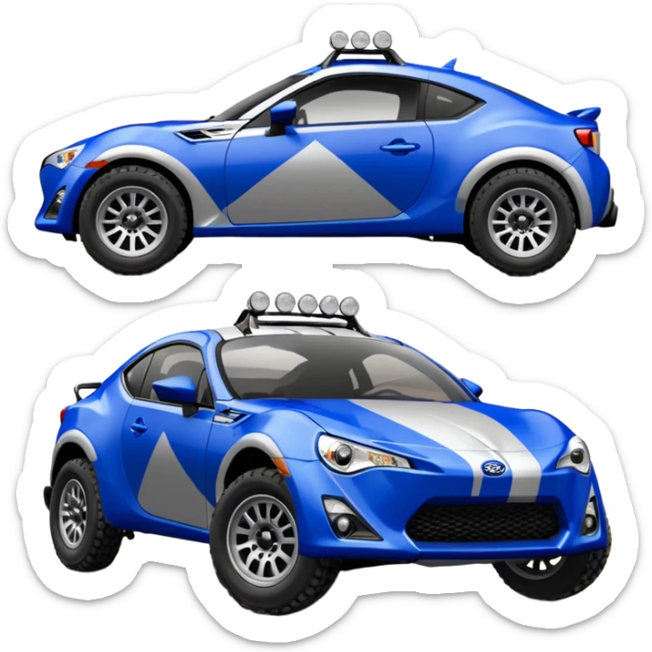 2013 scion fr-s ultramarine off road Baja dessert racer number 86 with large silver wheels  sticker