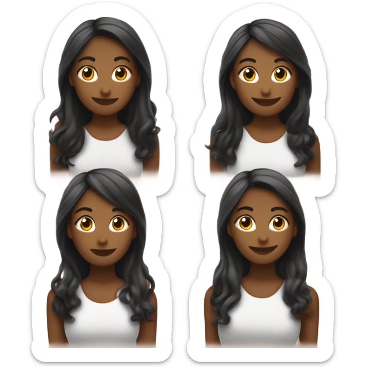 Amigas haciendo un corazon una de pelo negro piel blanca y otra de pelo cafe de piel blanca sticker