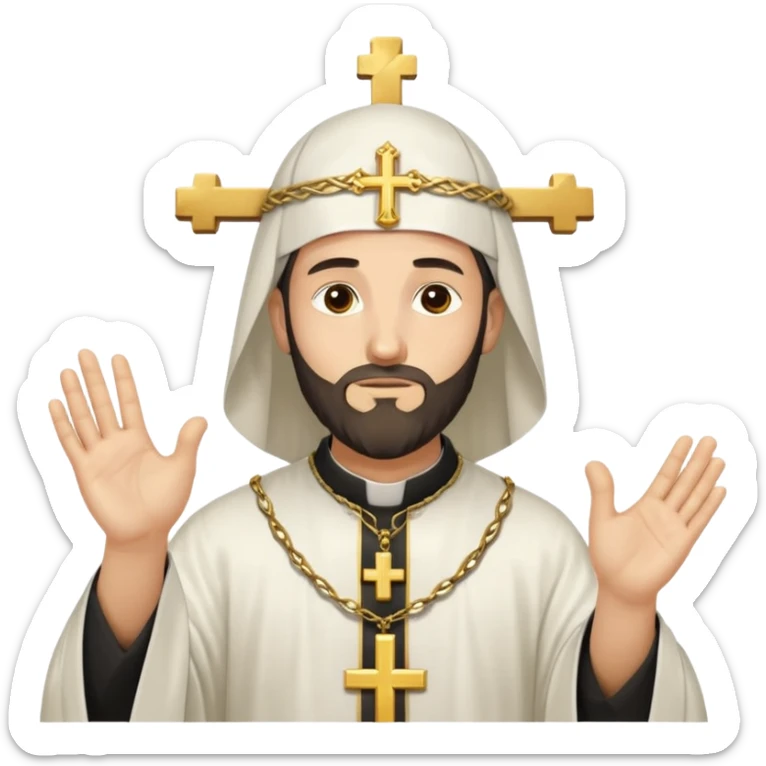 Orthodox Christian priest crossing himself (making the sign of the cross) with the movement of the Cross outlined in gold streaks sticker