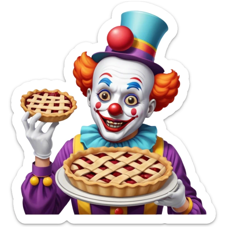 Icon for Comedy Movie: A vintage movie poster-style design with a humorous scene. Include a clown, slapstick elements, and exaggerated facial expressions. Bright colors, funny props like pies or banana peels, and a lighthearted atmosphere. Retro cinematic feel. Transparent background. sticker