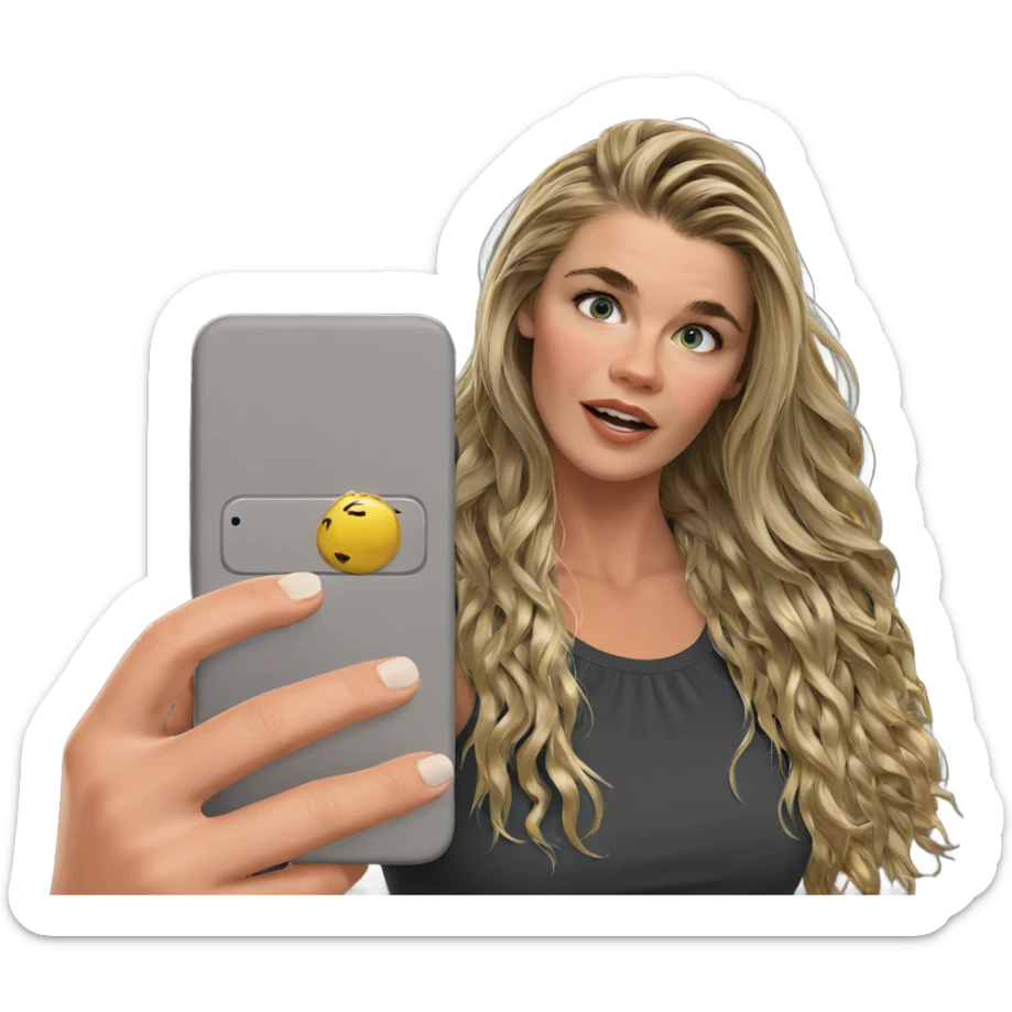 blonde girl with smartphone sticker