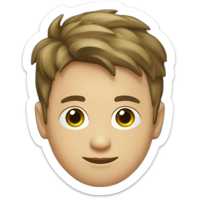 Jeune homme visage ovale  yeux vert avec lunette rondes rouges et carré voir cheveux brun  sticker