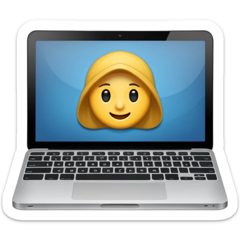 laptop ile çalışan kulaklık tana biri, bilgisayar logosuz olsun sticker