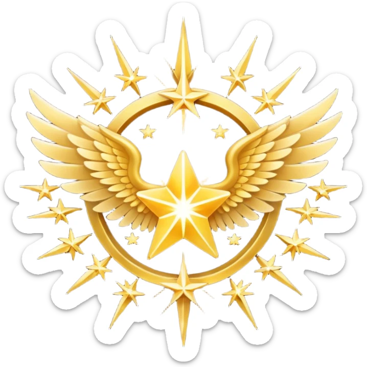 An image with wings on a star based on the star and wings of the basic emoji of the iPhone. sticker