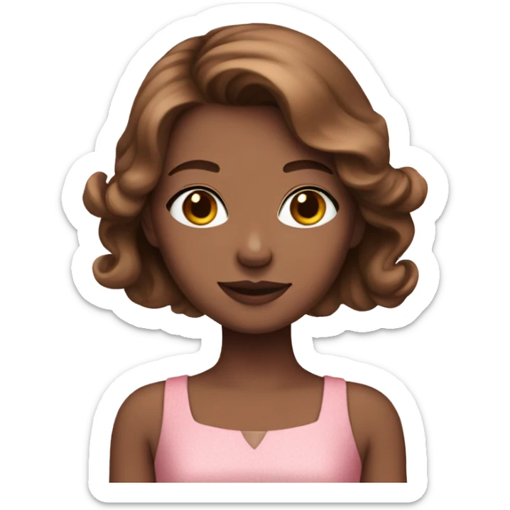 girl with pink dress and brown hair and fair skin sticker