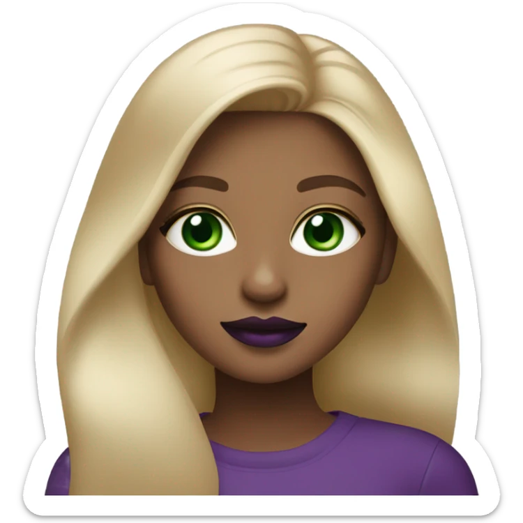 Ombré straight Blonde girl with Green eyes & purple lipstick sticker