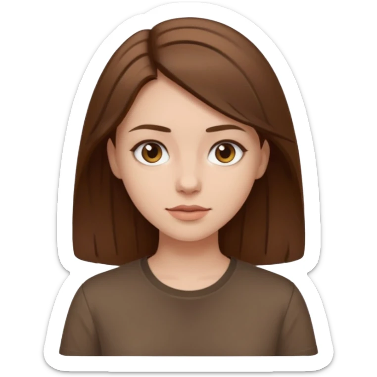 Pale girl brown hair and wearing brown shirt  sticker