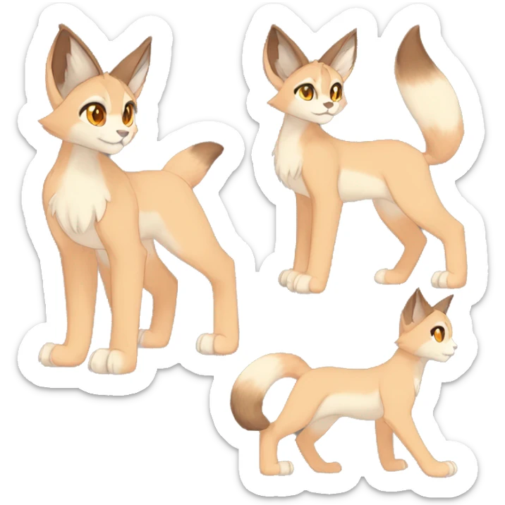 Anthro Beige-Orange-Brown Fur-Sona-Fakemon Lynx-Caracal Full Body sticker