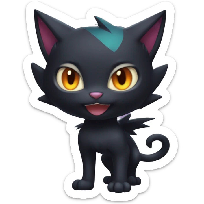 Cool Cute Edgy Black Dark Chibi Cat-Noibat-Noivern-Litten-Pokémon-Fakémon-hybrid sticker
