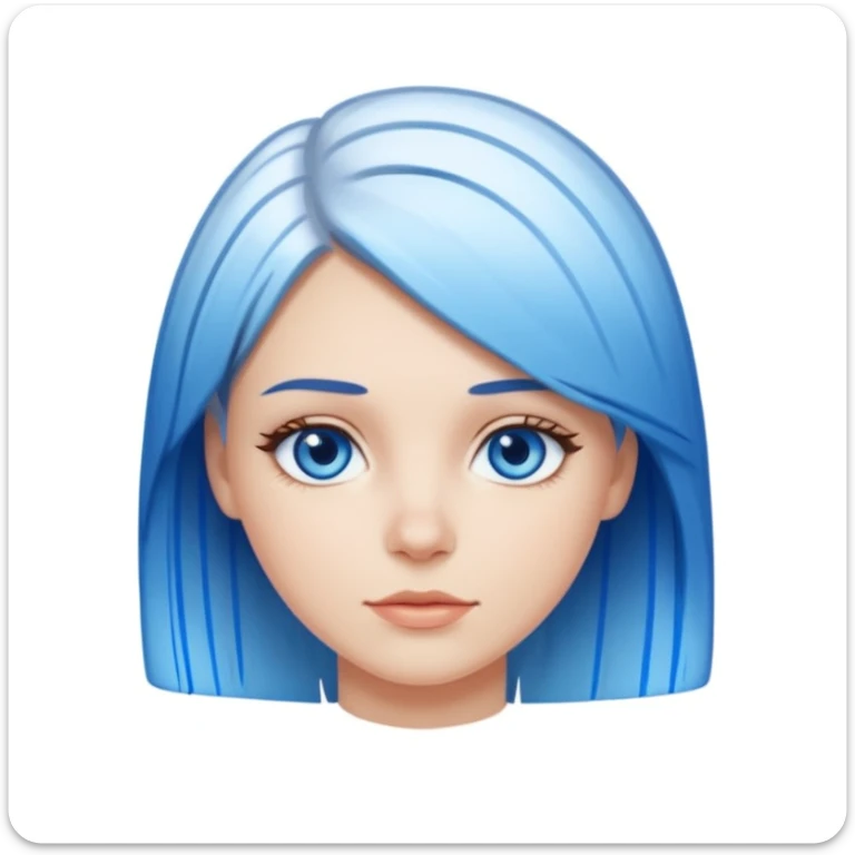 White Girl with straight short layered hair with blue streaks, blue eyes sticker