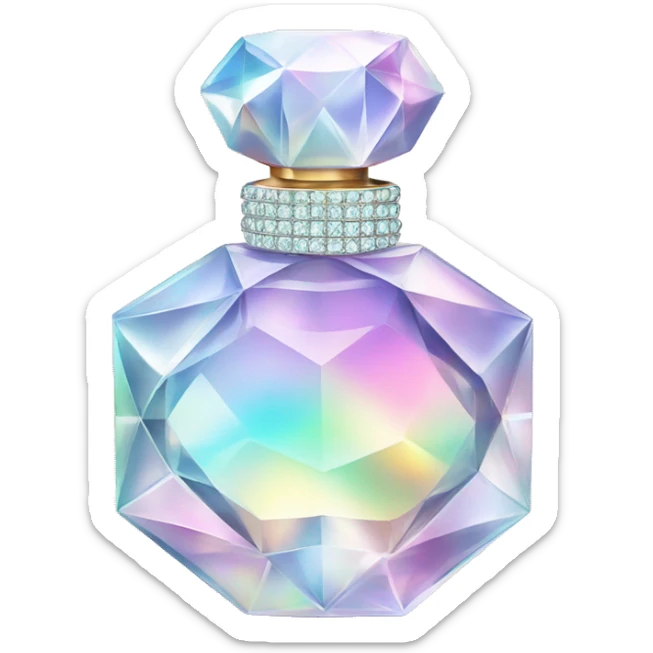 Pale holographic perfume bottle with diamonds  sticker