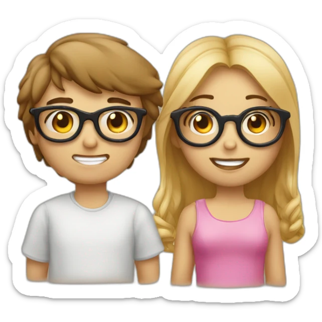 Emoji d'un garçon a lunette qui tire la langue a une fille sticker