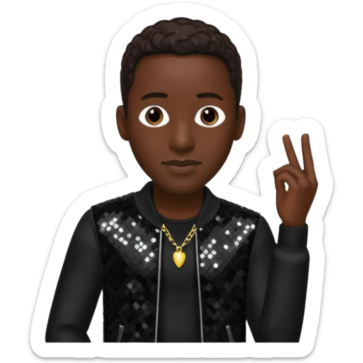 Shawn Stockman from Boyz II Men with dark brown hair, black sequin outfit sticker